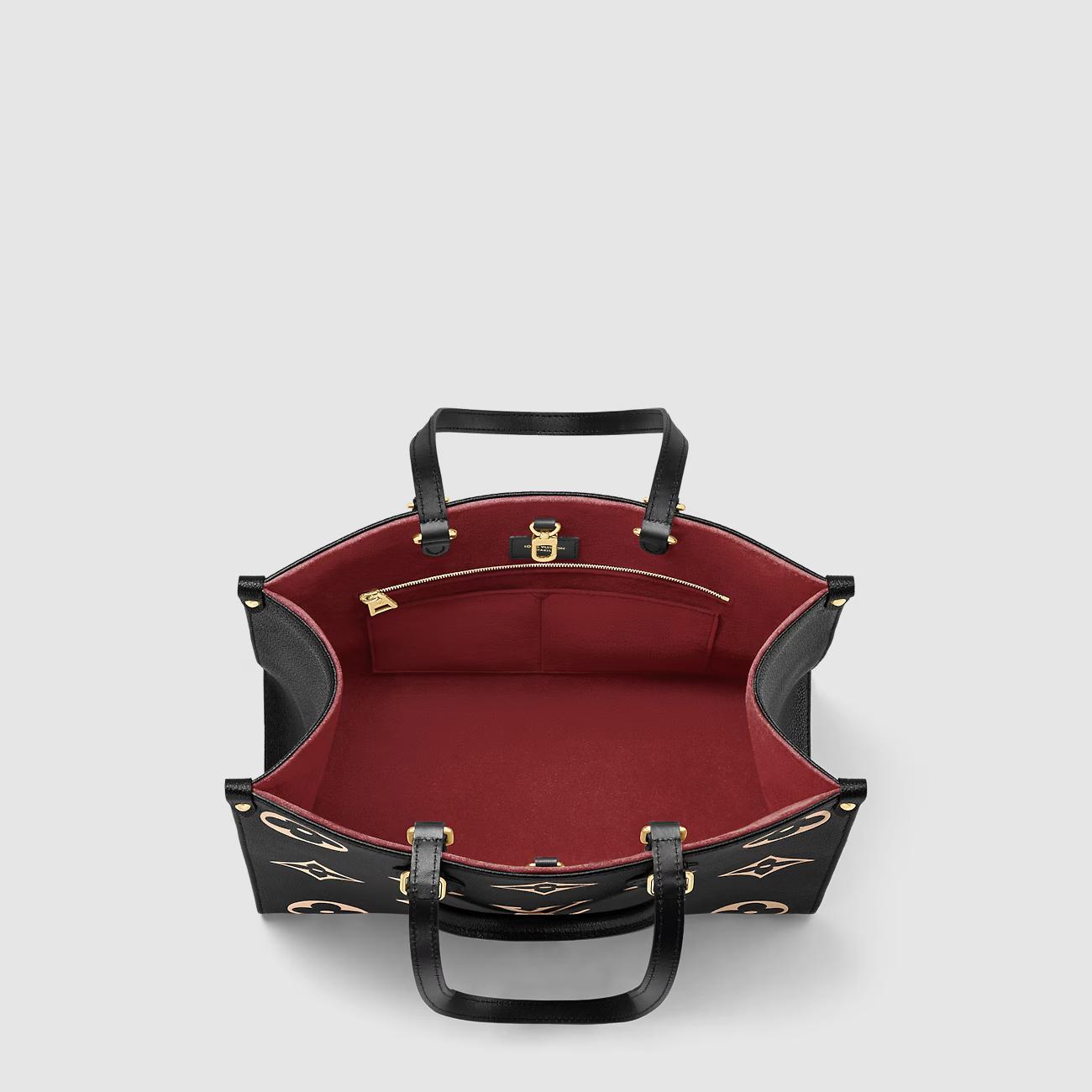 Túi Louis Vuitton OnTheGo MM Da Bicolor Đen Be